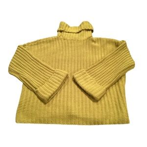 525 America Ribbed  Wide Sleeve Sweater Mustard Yellow Cowl Neck Womens Small